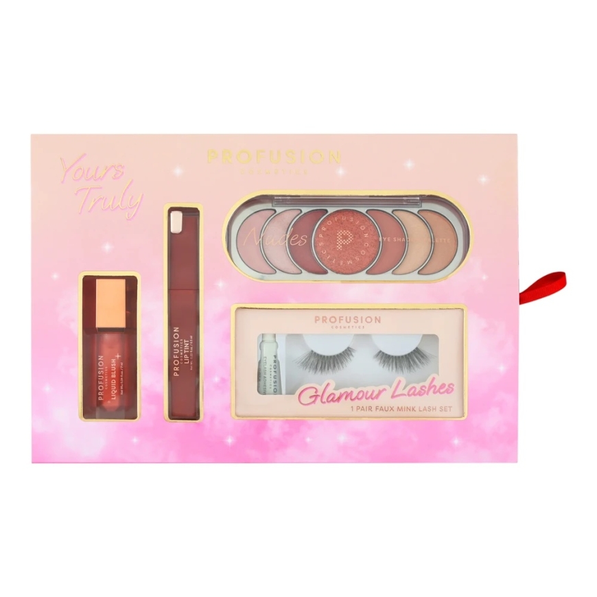 Set Profusion Cosmetics: Liquid Blush Liquid Blush, 7 ml + Lip Tint Liquid Lipstick 6.5 ml + Nudes Eyeshadow Palette 7 Shades, 1