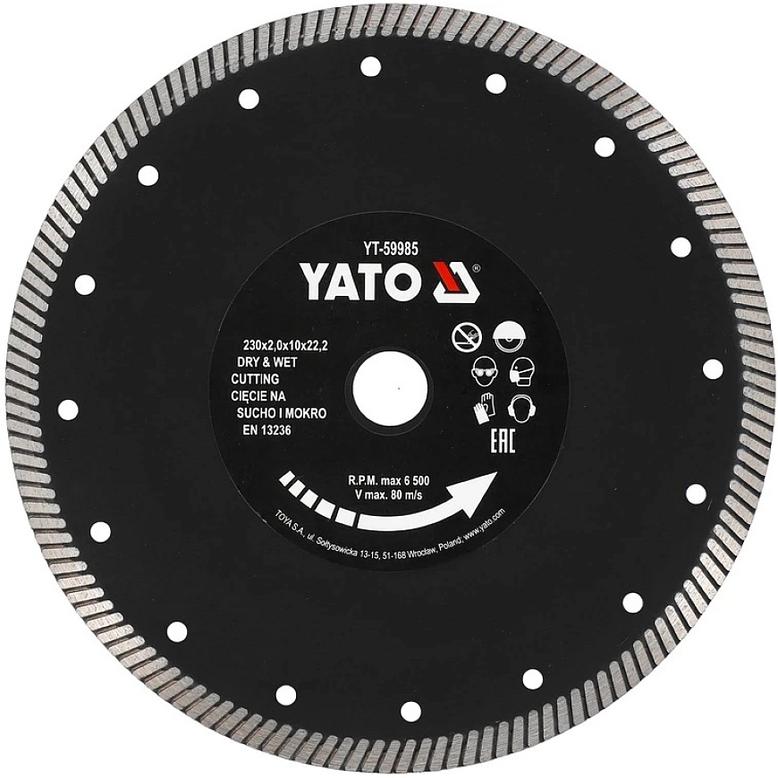 Yato TURBO DIAMANDKETT 230 mm KOVADE ROHELISTE KIVIDE JA KERAAMIKA LÕIKAMISEKS JA HÕÕRUMISEKS KAOTAMATA
