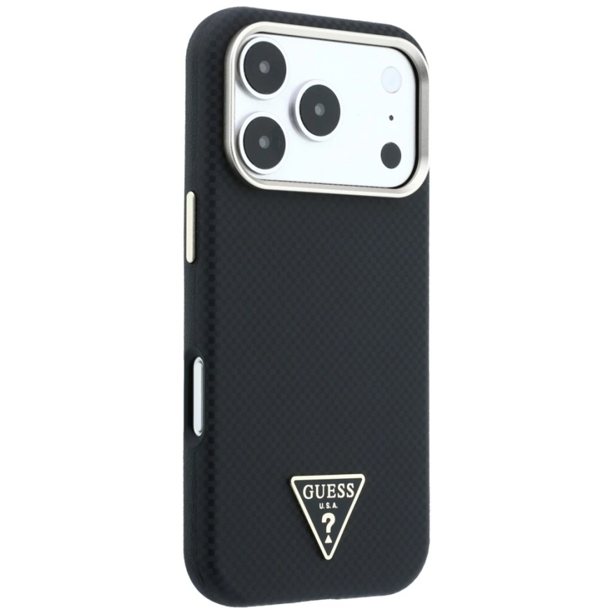 Guess Kevlar Triangle Logo MagSafe dėklas iPhone 18 Pro Max / 17 Pro Max - Juodas – 5