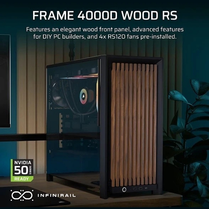Corsair FRAME 4000D RS деревянный компьютерный корпус, Midi-Tower, E-ATX - деревянный, черный – 2