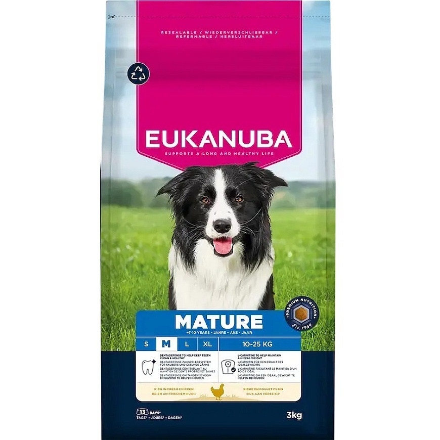 Kuiva ruokaa koirille - Eukanuba Kypsä Keskikokoinen Kana, 3 KG