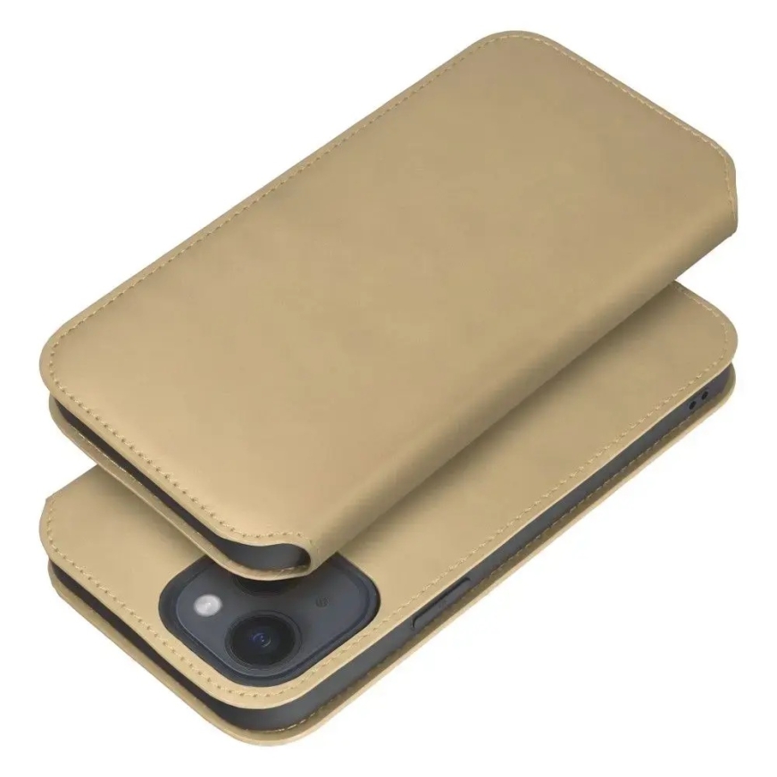 DUAL POCKET knyginio tipo telefono dėklas Samsung Galaxy S23 FE (S711) auksinis – 2