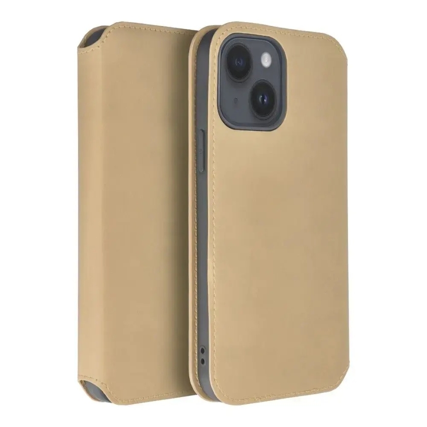 DUAL POCKET knyginio tipo telefono dėklas Samsung Galaxy S23 FE (S711) auksinis – 3