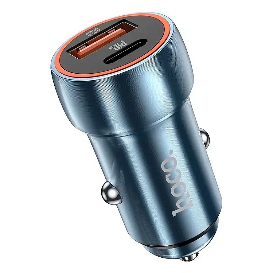 HOCO Z46A auto lādētājs | 20W | PD, QC | USB-C, USB-A | zils