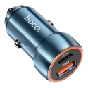 HOCO Z46A auto lādētājs | 20W | PD, QC | USB-C, USB-A | zils HOCO Z46A auto lādētājs | 20W | PD, QC | USB-C, USB-A | zils