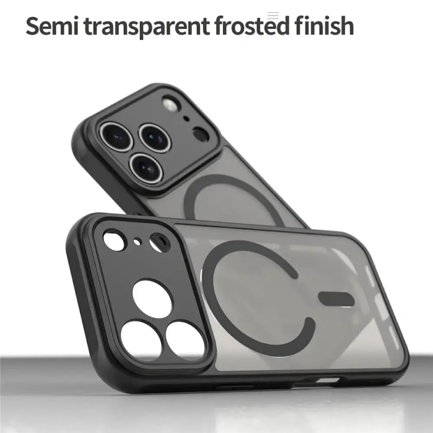 iPhone 18 Pro / 17 Pro PC TPU magnētiskais matēts korpuss, triecienizturīgs - Melns – 3