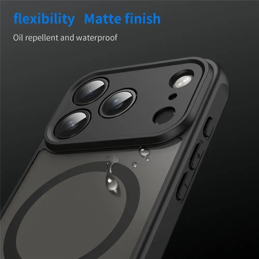 iPhone 18 Pro / 17 Pro PC TPU Magnetic Matte Case, Drop-Resistant - Black – 5