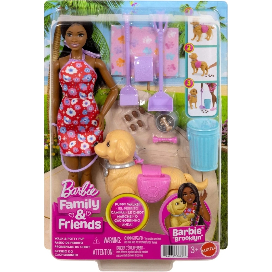 Mattel Barbie -nukke koiranpennun ja harjan kanssa – 2