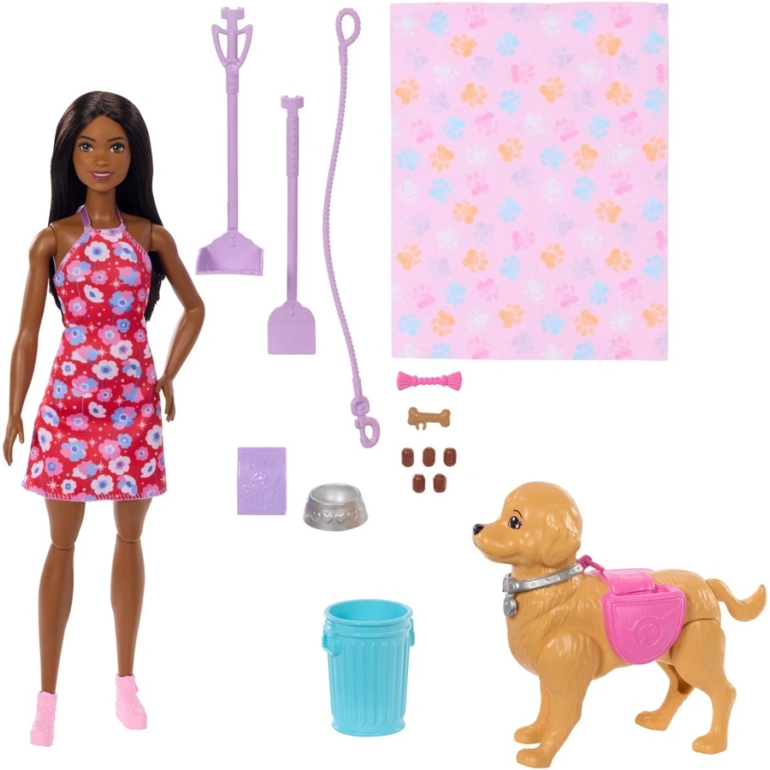 Mattel Barbie -nukke koiranpennun ja harjan kanssa – 3