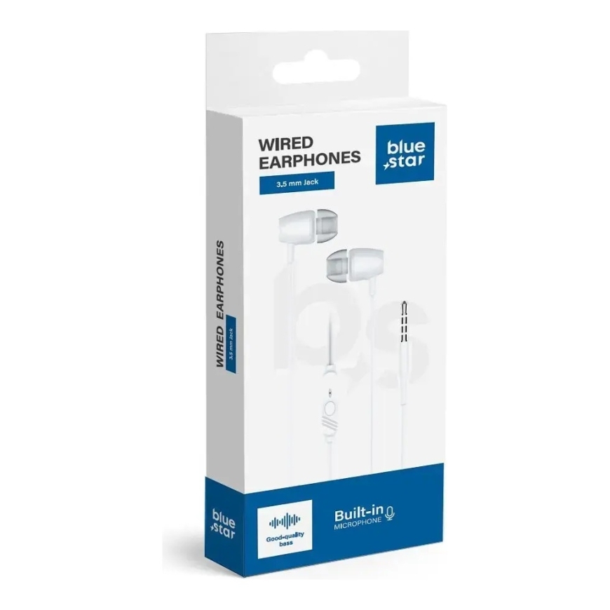 Langattomat korvakuulokkeet Jack 3,5 mm Blue Star PA-E67 1,2 m valkoinen – 3