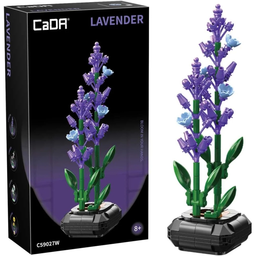 CaDA Būvniecības bloku komplekts Ziedi Lavanda podiņā 23 cm C59027W 205 dienas