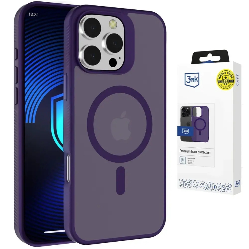3mk Smoke MagCase phone case with MagSafe support for iPhone 16 Pro Max purple transparent
