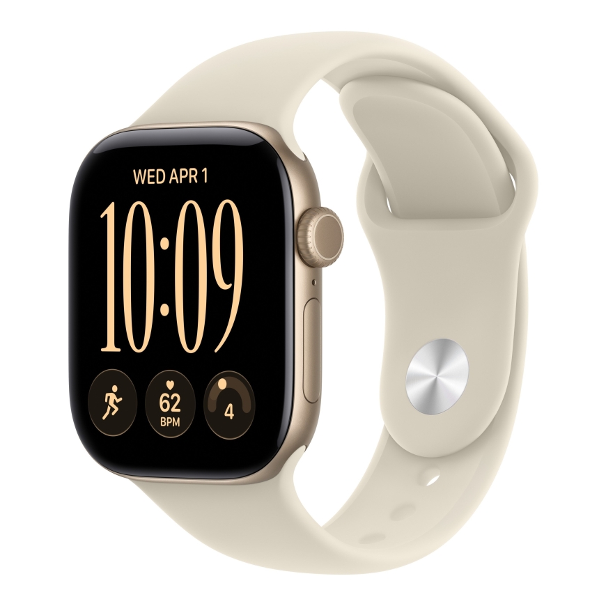 Apple Watch Series 12 (GPS + Cellular) 42 mm heledast kullast alumiiniumkorpus ja liivakarvane spordirihm, S/M