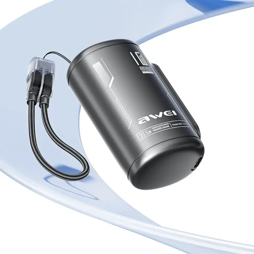 Awei WP-117 ārējais akumulators (powerbank) | 10 000 mAh | 22.5W | USB-C | melns – 2