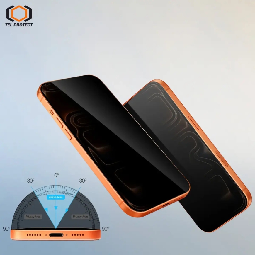 Защитное стекло Tel Protect 6D для iPhone 15 Pro (эффект приватности) (2 шт.) – 4