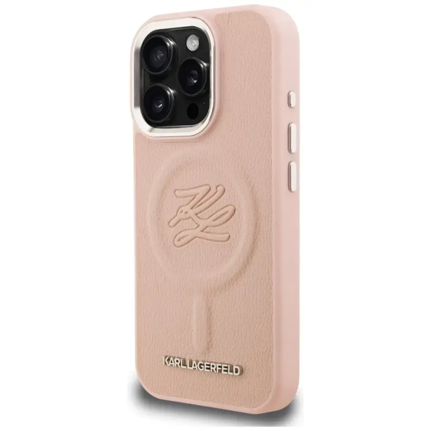 Karl Lagerfeld Initial & Metal Logo phone case with MagSafe support for iPhone 16 Pro Max pink – 2