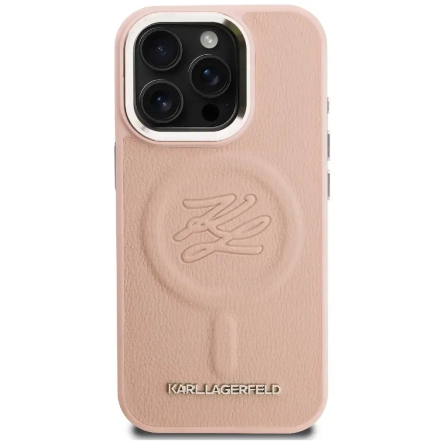 Karl Lagerfeld Initial & Metal Logo telefono dėklas su MagSafe palaikymu iPhone 16 Pro Max rožinis – 3