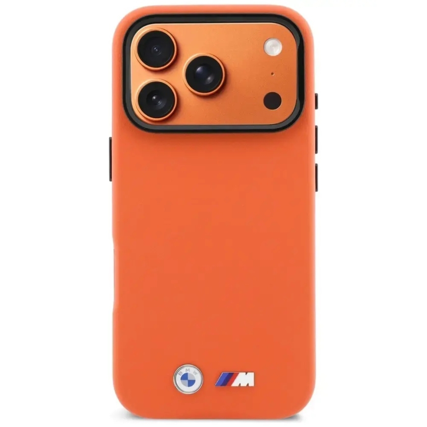 BMW M Metal Logo dėklas su MagSafe palaikymu telefonui iPhone 17 Pro oranžinis – 3