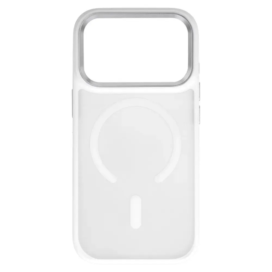Liavec Cloudy maciņš ar metāla kameras rāmīti Iphone 18 Pro Max/17 Pro Max baltā krāsā (Kameru kontrolējamo pogu) – 3