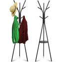 Vapaa seisova vaatepuu, metallia, musta, loft-tyylinen, 9 koukkua, 180 cm