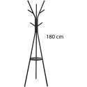 Seisva rõivahoidja, metall, must, loft-stiilis, 9 konksu, 180 cm