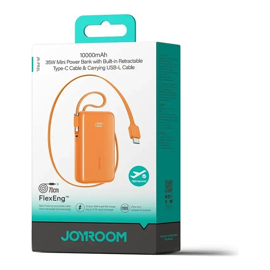 Joyroom JR-PR2 Power Bank | 10 000 mAh | 35W | USB-C, Lightning | oranssi – 2