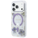 Guess Resin Flowers Glitter MagSafe -kuori iPhone 18 Pro / 17 Pro violetilla