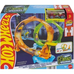Mattel HOT WHEELS NEON SPEEDERS двойная петля трасса (JMG49)
