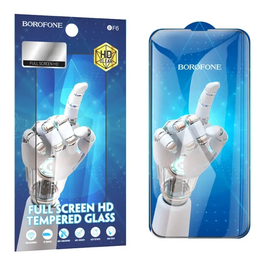 Защитное закаленное стекло Borofone BF6 Diamond Armor Full Screen HD для iPhone 17e/16e/14/13/13 Pro - 10 штук