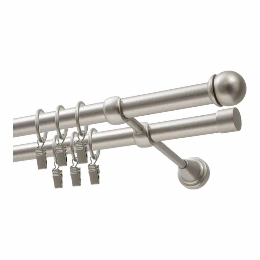 Decastyl Double Curtain Bracket FI 19 MM Chrome Satin 240 CM with MAX Head and Wheels KOWALSKI