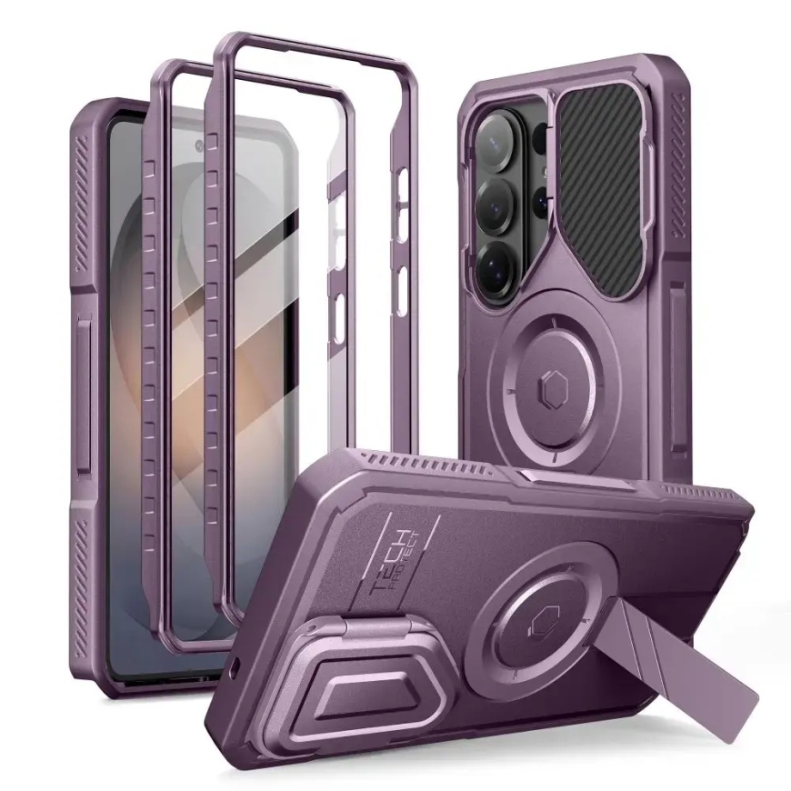 Tech-Protect Kevlar telefono dėklas su MagSafe palaikymu Samsung Galaxy S26 Ultra (S948) violetinis