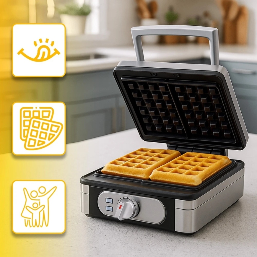 Gofrownica Waffle Maker 1400 W XXL 2 Waffle Lämpötilan Säätimellä Pehmeät Waffle Kovet - OR1330 – 3