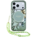 Чехол Guess IML Flowers Pearl Strap MagSafe для iPhone 18 Pro / 17 Pro зелёный Чехол Guess IML Flowers Pearl Strap MagSafe для iPhone 18 Pro / 17 Pro зелёный
