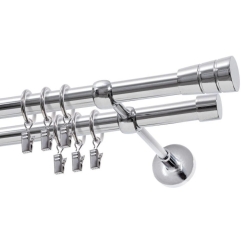 Decastyl double curtain rod FI 19 mm chrome 240 cm cone with wheels Kowalski
