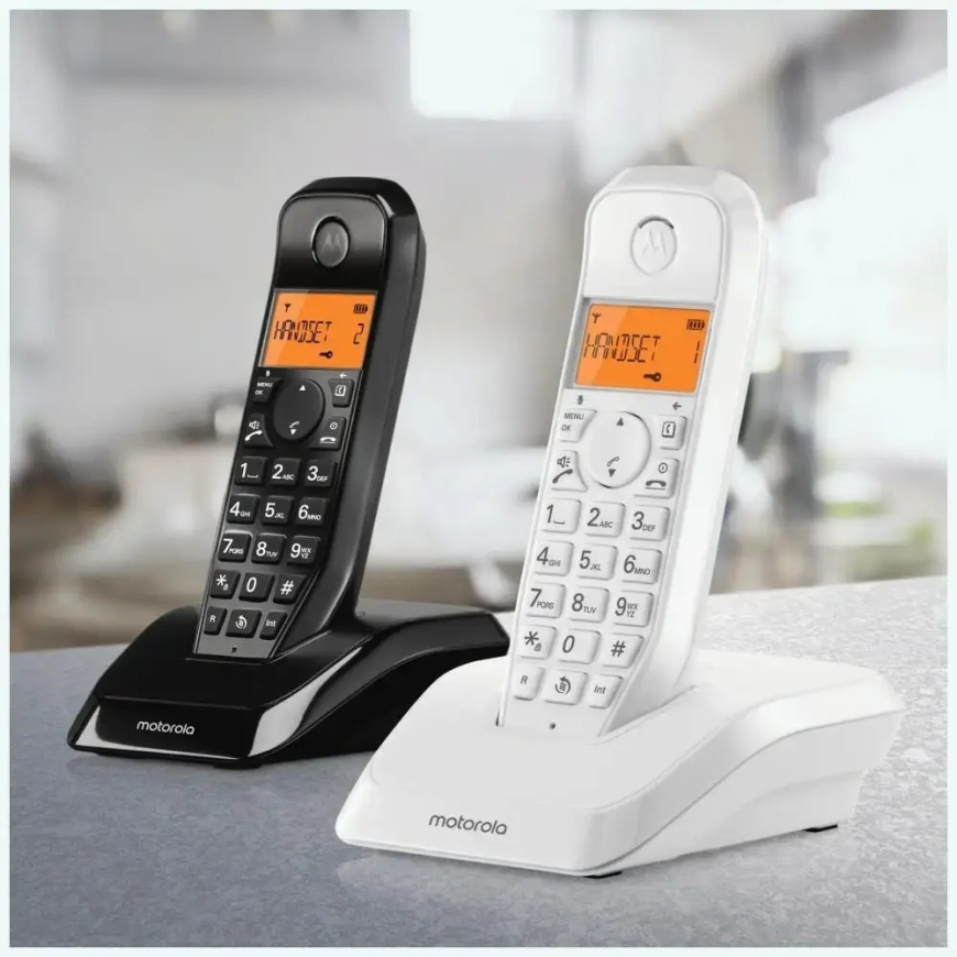 Motorola S1202 kohalike juhtmeta telefonide komplekt 2 tk must ja valge – 3