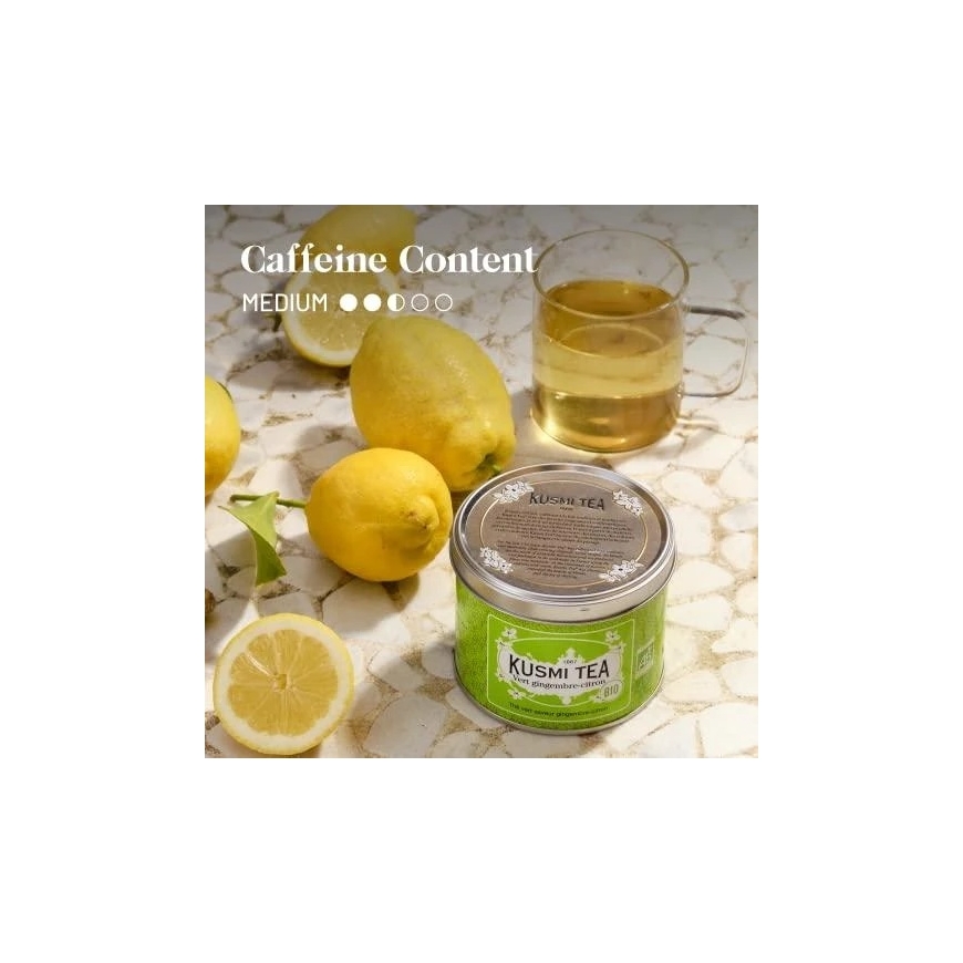 Organiskais zaļais tējs Kusmi Tea Zaļais Ingvers Citronu, 100 g (metāla kārbā) – 4
