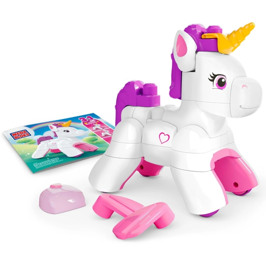 Mattel MEGA BLOKS BUILD AND ENCHANT 3 in 1 vienaragio konstruktorius (JKG36) – 4