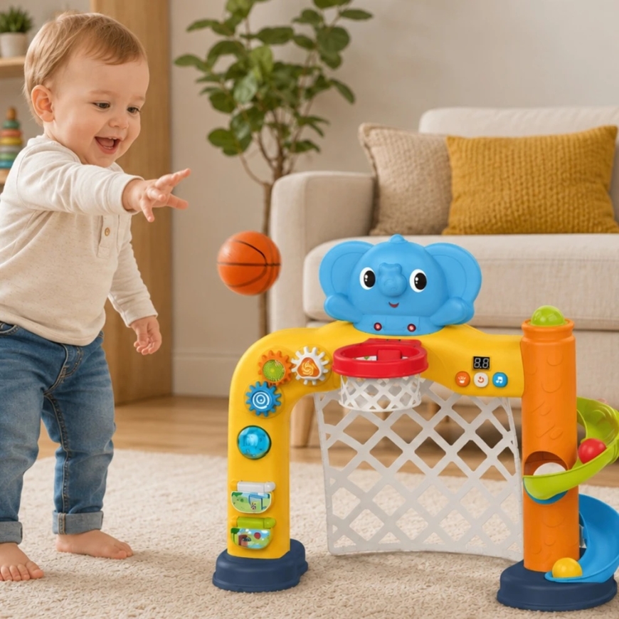 Woopie Baby WOOPIE interaktiivne spordikeskus 2 in 1 väravad ja elevandi korvpall – 2