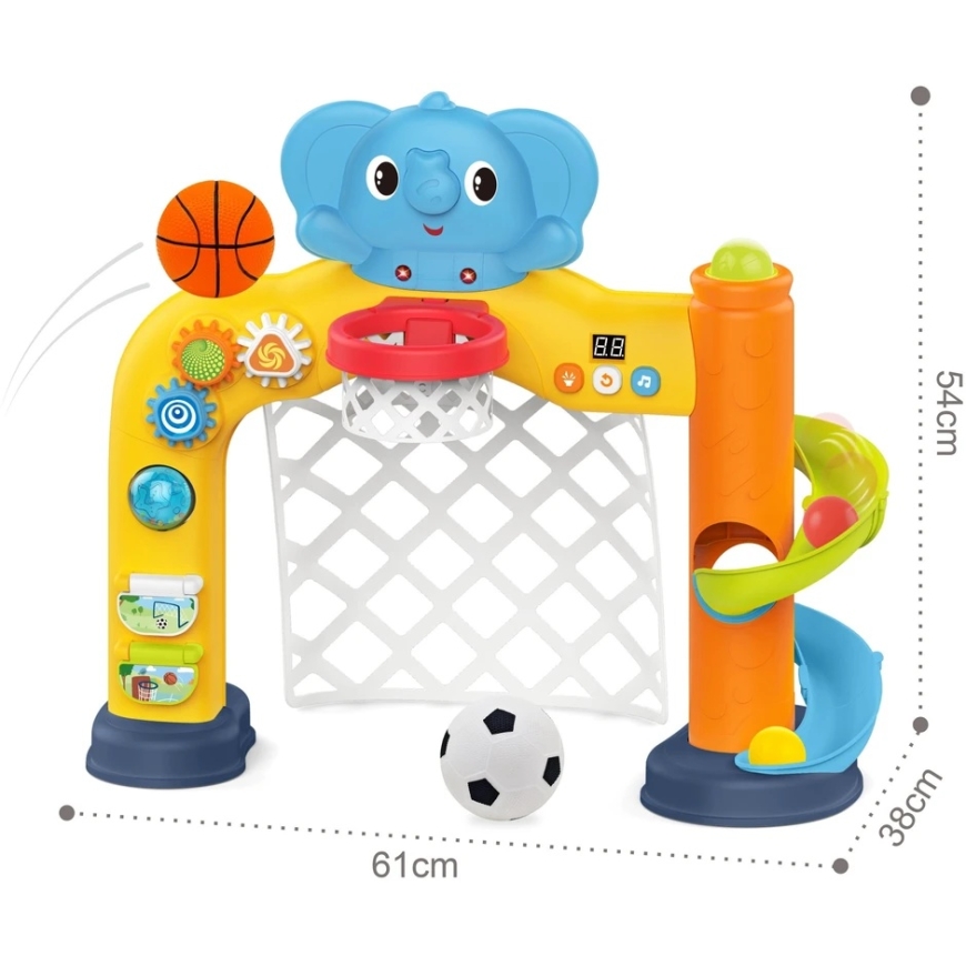 Woopie Baby WOOPIE 2 in 1 interaktiivinen urheilu keskus porttien ja elefanttikorin kanssa – 4