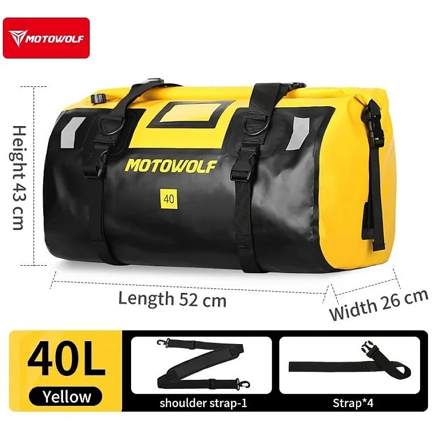 MotoWolf Laukku Musta/Keltainen MDL0717BY, 40 L – 5