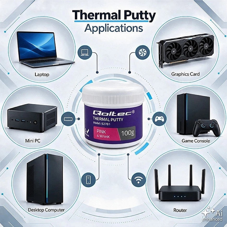 Qoltec high conductivity paste | Thermal Putty 4 W/m-K | 100 g | Pink – 3