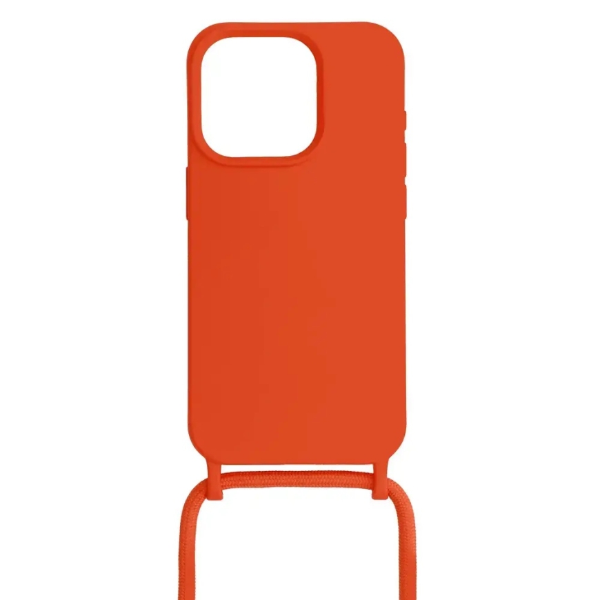 Strap Silicone telefono dėklas iPhone 15 Plus oranžinis – 2