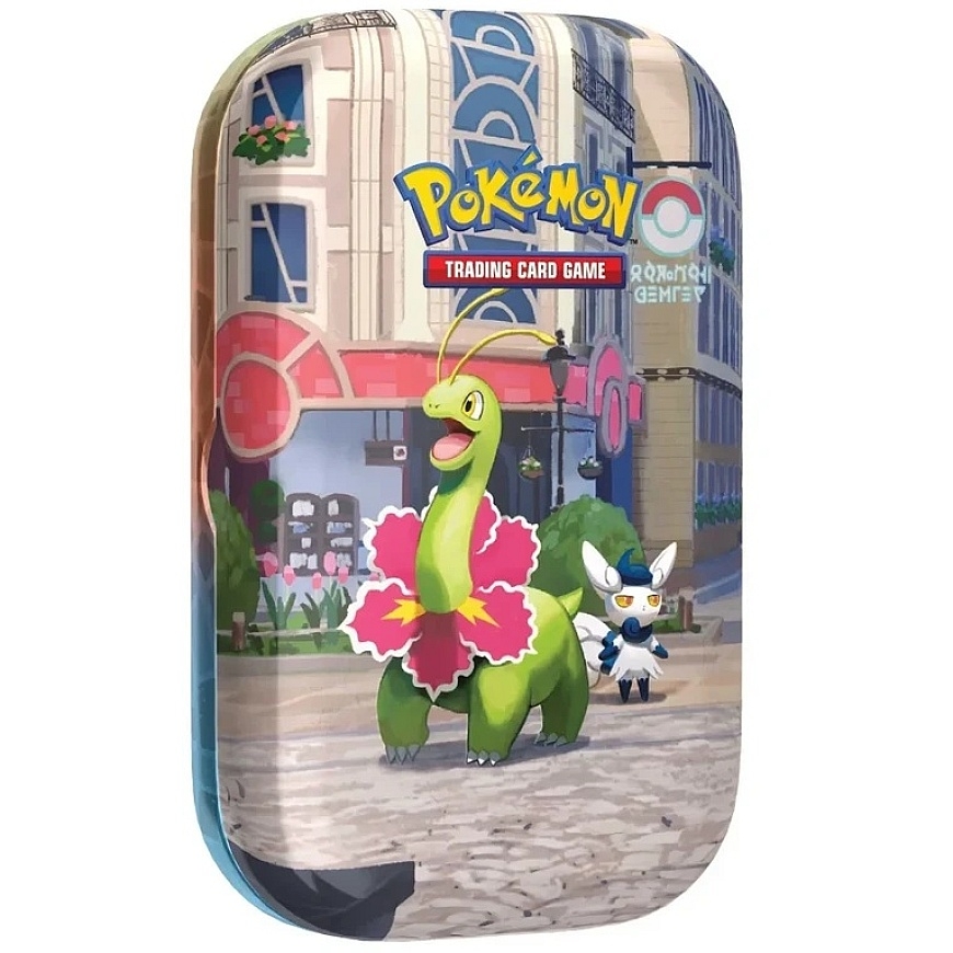 Коллекционные карты - Pokémon TCG Lumiose City Mini Tin Meganium с 2 бустер-пакетами, листом наклеек, кодовой картой