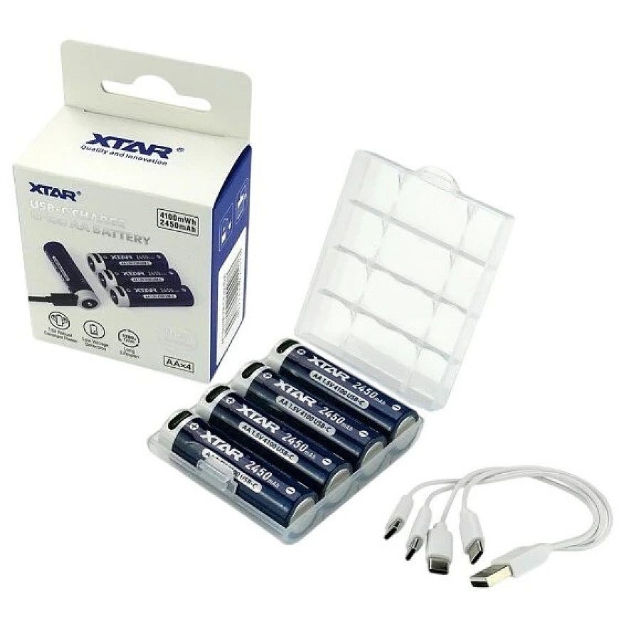 Akumulators - XTAR R6/AA 1.5 V 2450 mAh USB-C uzlādējamas baterijas – 3