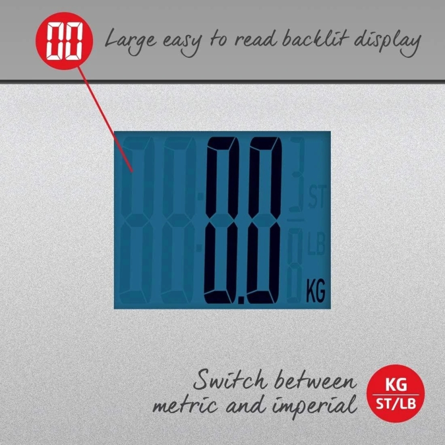 Salter 9075 SCFEU12 Max Electronic Skaitmeninės vonios svarstyklės, Sidabrinis – 3