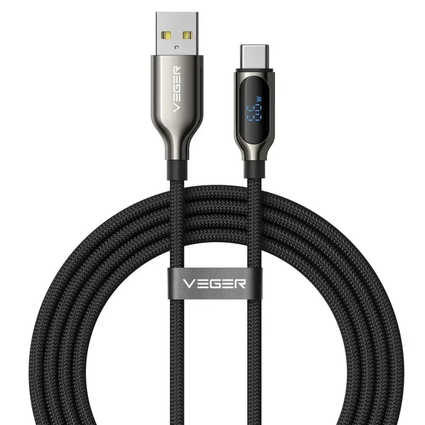 Veger CC1-ZSD andmeedastus- ja laadimiskaabel | USB-C kuni USB-C | PD | 100W | 1.5m | must