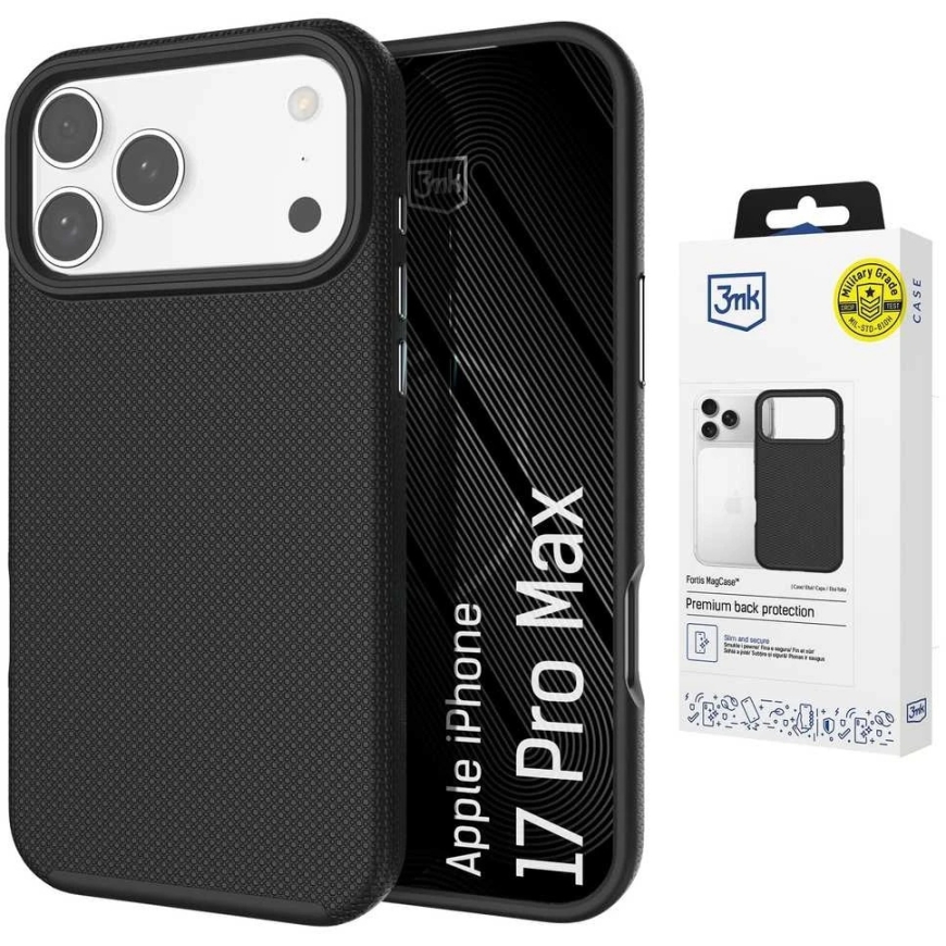 3Mk Fortis MagCase iPhone 17 Pro Max -mukkanen - Musta