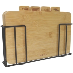 King Hoff Set of 4 Bamboo Cutting Boards with Stand, kinghoff