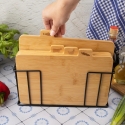 King Hoff Set of 4 Bamboo Cutting Boards with Stand, kinghoff