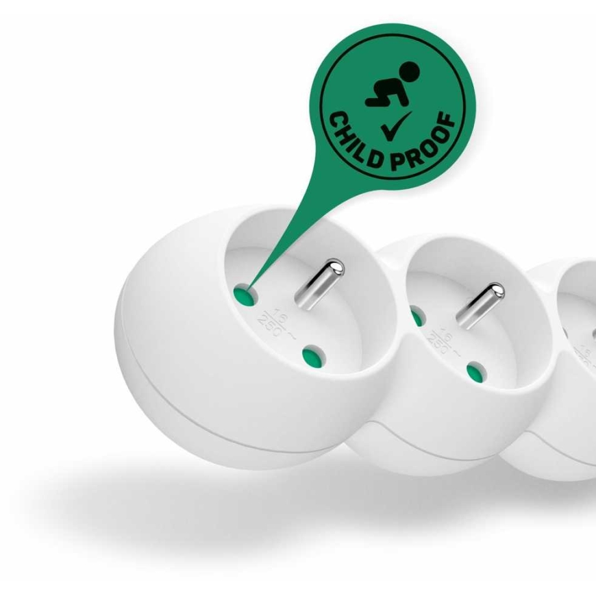 Connect IT Power Cable Connect IT Extension Cable 230 V, 5 Sockets, 3 m, with Switch (White) – 4